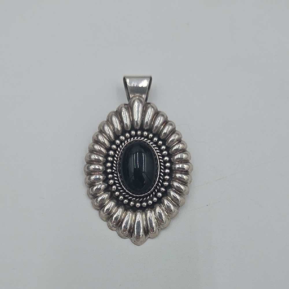 925 Sterling Silver with Black Stone Pendant